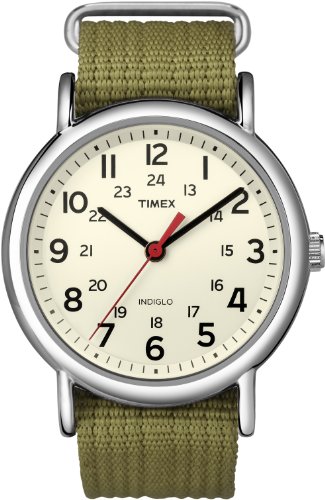 Timex Special Weekender Slip Through Reloj análogico de cuarzo Unisex adulto Verde (Verde/Beige)