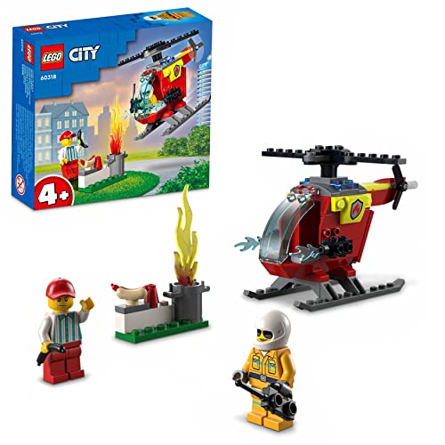 LEGO 60318 City Helicóptero de Bomberos, Juguete para Niños y Niñas Preescolares 4 Años, con Mini Figura