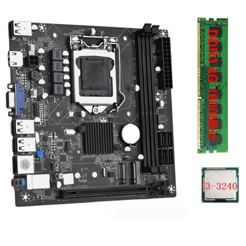 Loufy Placa Base de Escritorio ITX H61 +I3-3240 +1X DDR3 1600MHz 4G RAM CPU LGA 1155 Compatible con hasta 16GB de RAM Ranuras Tarjeta de Red de 100M