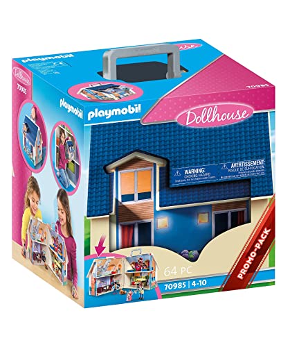 PLAYMOBIL Dollhouse 70985 Casa Muñecas Maletín con Mango Plegable, Juguetes para niños a Partir de 4 años