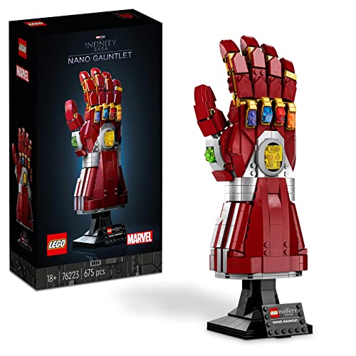 LEGO 76223 Marvel Nanoguantelete, Maqueta de Iron Man para Construir, 6 Gemas del Infinito, Película Avengers: Endgame, Regalo para Adultos