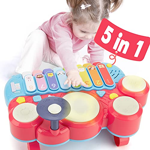 CubicFun Instrumentos Musicales Juguetes Niños 1 año Piano Infantil Juego Tambor Teclado Piano y Xilófono Set, Juguete Musical Regalo Juguetes para Niños 2 3 4 5 años