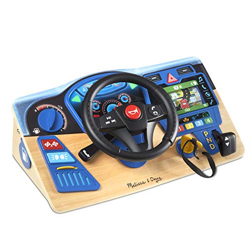 Melissa & Doug Vroom & Zoom | Montessori | Tablero de mandos interactivo con volante para niños | Juego de imitación | Juguetes de madera | 3+ Años | Regalo para niños y niñas