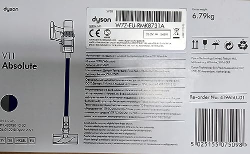 Dyson V11 Absolute, 38.6 W, 0.76 litros, 84 Decibeles, Azul