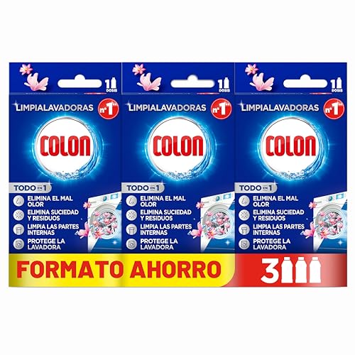 Colon Limpialavadoras - Limpia la lavadora y elimina malos olores, Megapack de 3 usos, 250 ml (Paquete de 3)