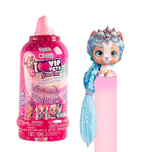 VIP PETS Glitter Twist | Muñeca Perrita Sorpresa coleccionable con Pelo largo para peinar y Accesorios de purpurina - Juguete y Regalo para niños y niñas +3 Años