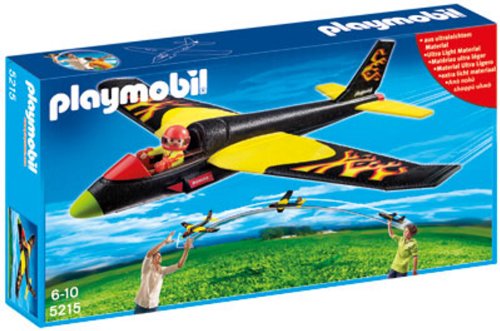 PLAYMOBIL -  Planeador Aventura,  Set de Juego, Negro, Rojo, Amarillo, 55 x 7,5 x 30 cm, (5215)