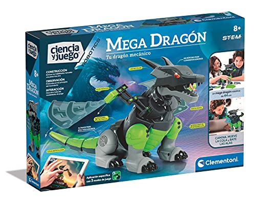 Clementoni - Mega Dragon, robot para montar STEM con App, 8 años, juguete en español (55421)