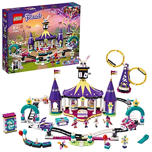 LEGO 41685 Friends Mundo de Magia: Montaña Rusa, Parque de Atracciones de Juguete para Niños y Niñas +8 Años con Mini Muñecas, Multicolor
