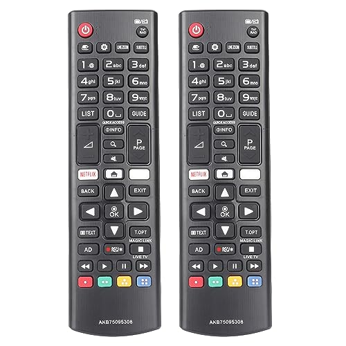 2 Piezas AKB75095308 Control Remoto Compatible con LG Smart TV UJ6519 2LJ610V 43LJ614V 43UJ6309 43UJ630V 43UJ634V 49LJ594V 49UJ630V 49UJ634V 55UJ630V Sustitución Controlador con Netflix Botones