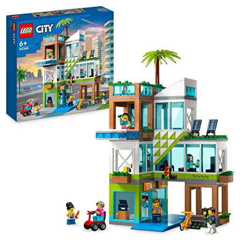 LEGO 60365 City Edificio de Apartamentos, Set de Construcción Modular con Habitaciones Combinables, Tienda, Bici de Juguete y 6 Minifiguras, Regalo de Cumpleaños para Niños y Niñas de 6 Años o Más