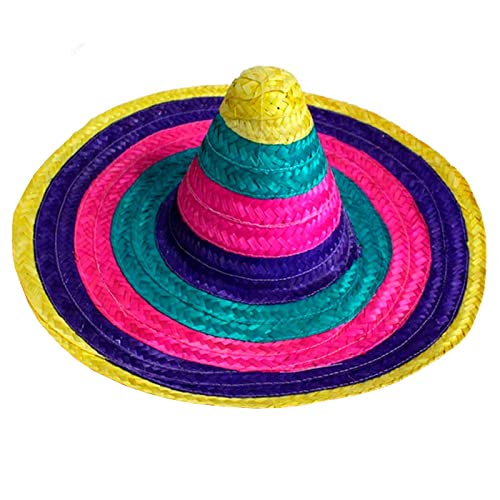 Acan Clásico sombrero mexicano multicolor para jóvenes y adultos. Carnaval, halloween y celebraciones. Tamaño: 60 x 20 cm