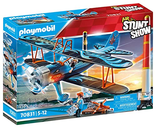 PLAYMOBIL Air Stuntshow 70831 Biplano Phoenix, Avión de Juguete con Sonido de Motor, Juguetes para niños a Partir de 5 años