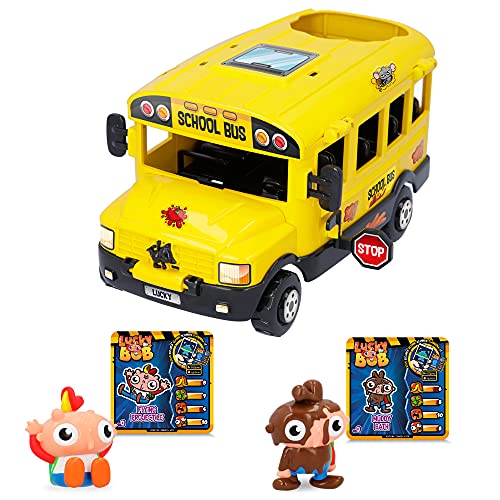 LUCKY BOB El Bus Escolar | Playset con 1 Autobús vehículo con múltiples interacciones y 2 Figuras exclusivas de Lucky Bob - Juguetes y regalos para niños +3 años