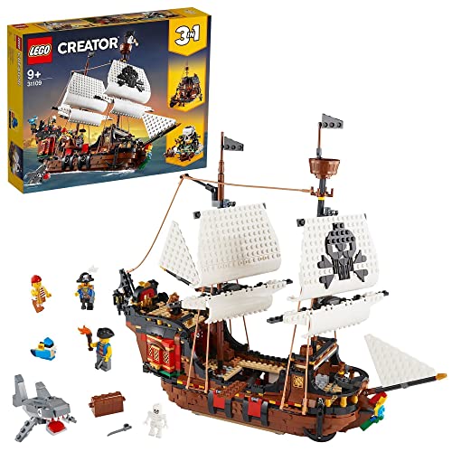 LEGO 31109 Creator 3 en 1 Barco PirataTaberna o Isla CalaveraJuguete de Construcción para Niños 9 añosRegalos de Navidad Originales