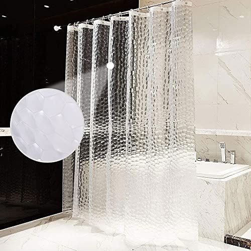 AiQInu Cortina de Ducha, Cortina de baño EVA antimoho, Impermeable 3D, Semitransparente, ecológica, Lavable, con 12 Ganchos antioxidantes (180 x 200 cm) vanyo-curtain-JXDFR-GM02