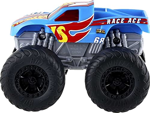 Hot Wheels Camión Monster Trucks Roarin’ Wreckers Race Ace - Ruedas Gigantes - Emite Luces y Sonidos - Escala 1:43 - Regalo para Niños de 3+ Años