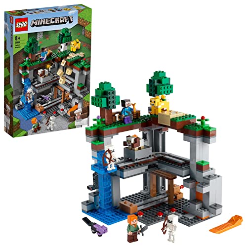 LEGO 21169 Minecraft La Primera Aventura, Juguete de Acción y Construcción para Niños y Niñas de 8 Años o Más, Mini Figuras de Steve, Alex y Esqueleto