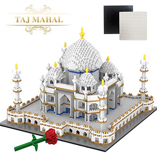 WYSWYG Taj Mahal Creator Puzzle 3D, Ladrillos de construcción, 4146 Piezas, , Juguete para Bricolaje, Regalo para niños y Adultos Juego de Modelo Arquitectura (Placa Base y Rosas)
