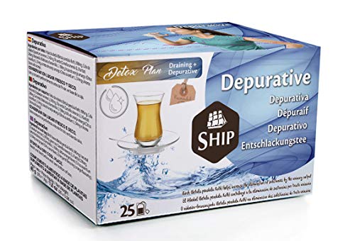 Ship - Infusión Depurativa - Caja de 25 Unidades - Favorece la Digestión, Ayuda en la Pérdida de Peso y Protege el Sistema Digestivo - Infusiones y Tés