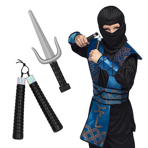 Boland 50431 - Set de armas ninja, 2 piezas, sai y nunchaku, accesorios para disfraces, decoración, accesorios para disfraces