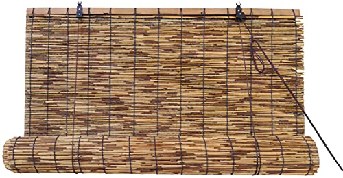 Estores de Bambú Cortina de Madera Natural | Persiana Enrollable para Ventanas (Bambú Oscuro, 150x200cm)