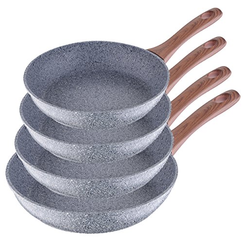 San Ignacio Granito - Set de 4 sartenes (20-24-26-28 cm), alumino forjado antiadherente, apto para todo tipo de cocinas incluido inducción