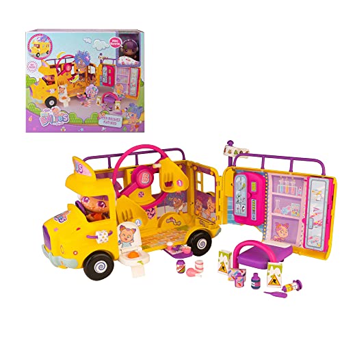 The Bellies from Bellyville - Mini bellies funny bus, muñeca mini Bonnie y un autobús amarillo de los bebés traviesos con accesorios, atracciones y juegos, juguete desde 3 años, Famosa (700017318)