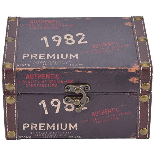 HERCHR Caja de Madera, Caja de Regalo Cofre del Tesoro Pirata de Estilo Vintage, joyero con candado Adornos artesanales para tocador 16 x 12.5 x 9 cm