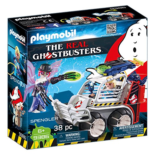 PLAYMOBIL Ghostbusters Spengler con Coche Jaula y Lanzador de Discos, a Partir de 6 Años (9386)