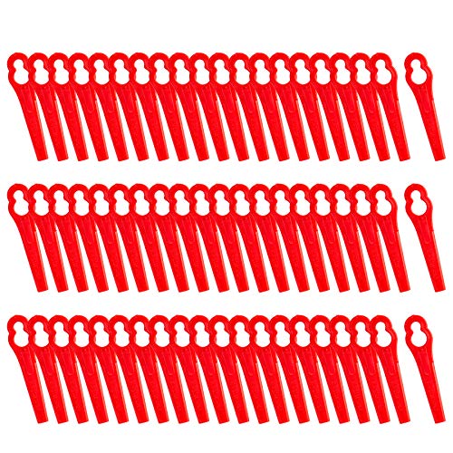 60 Pcs Cuchillas de Plástico, Cuchillas de Recambio para Cortacésped Bosch, Art 23-18Li, Art 26-18Li, 1083-B3-0009 (Rojo)