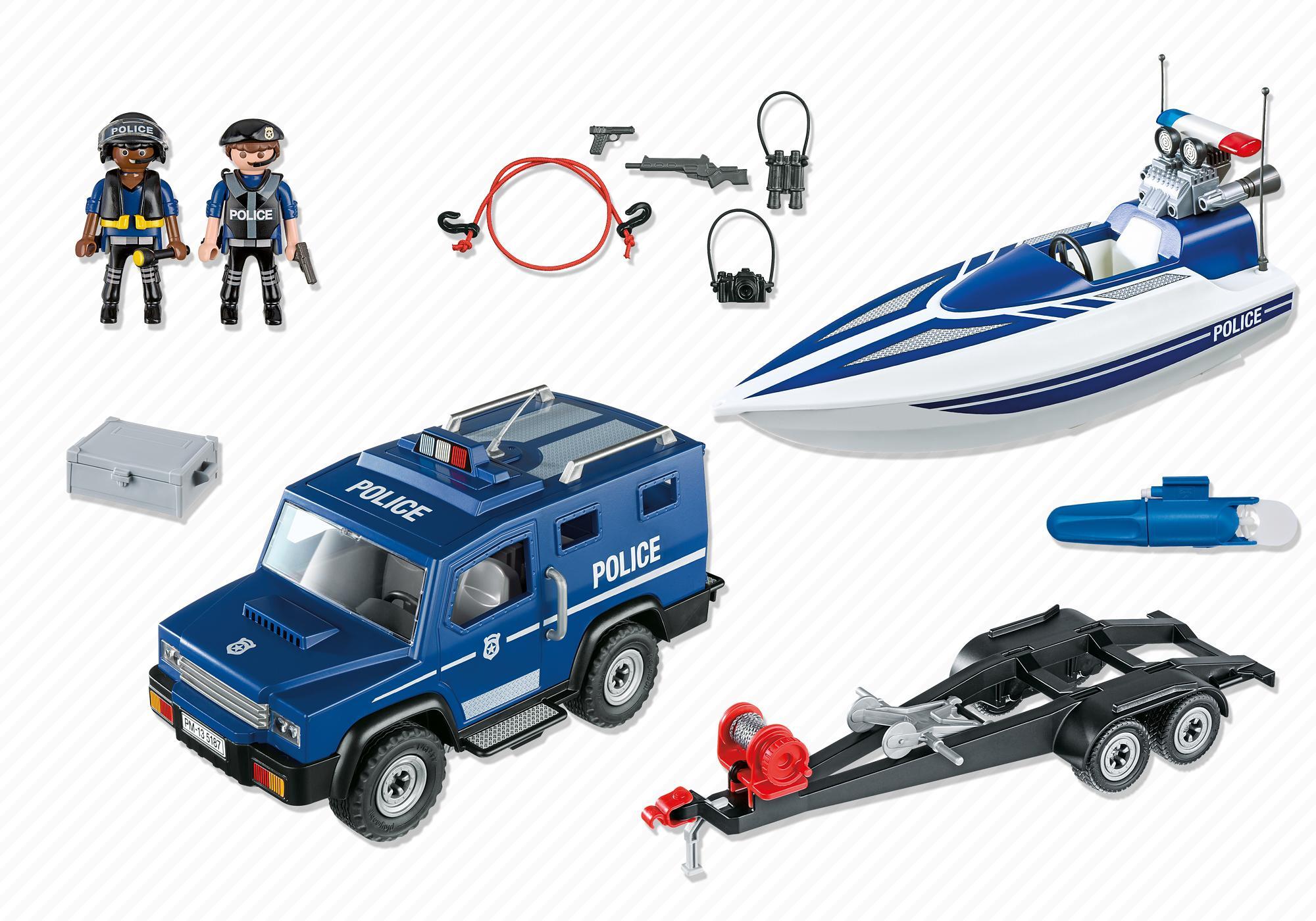 Coche Policia Con Lancha Playmobil City Action