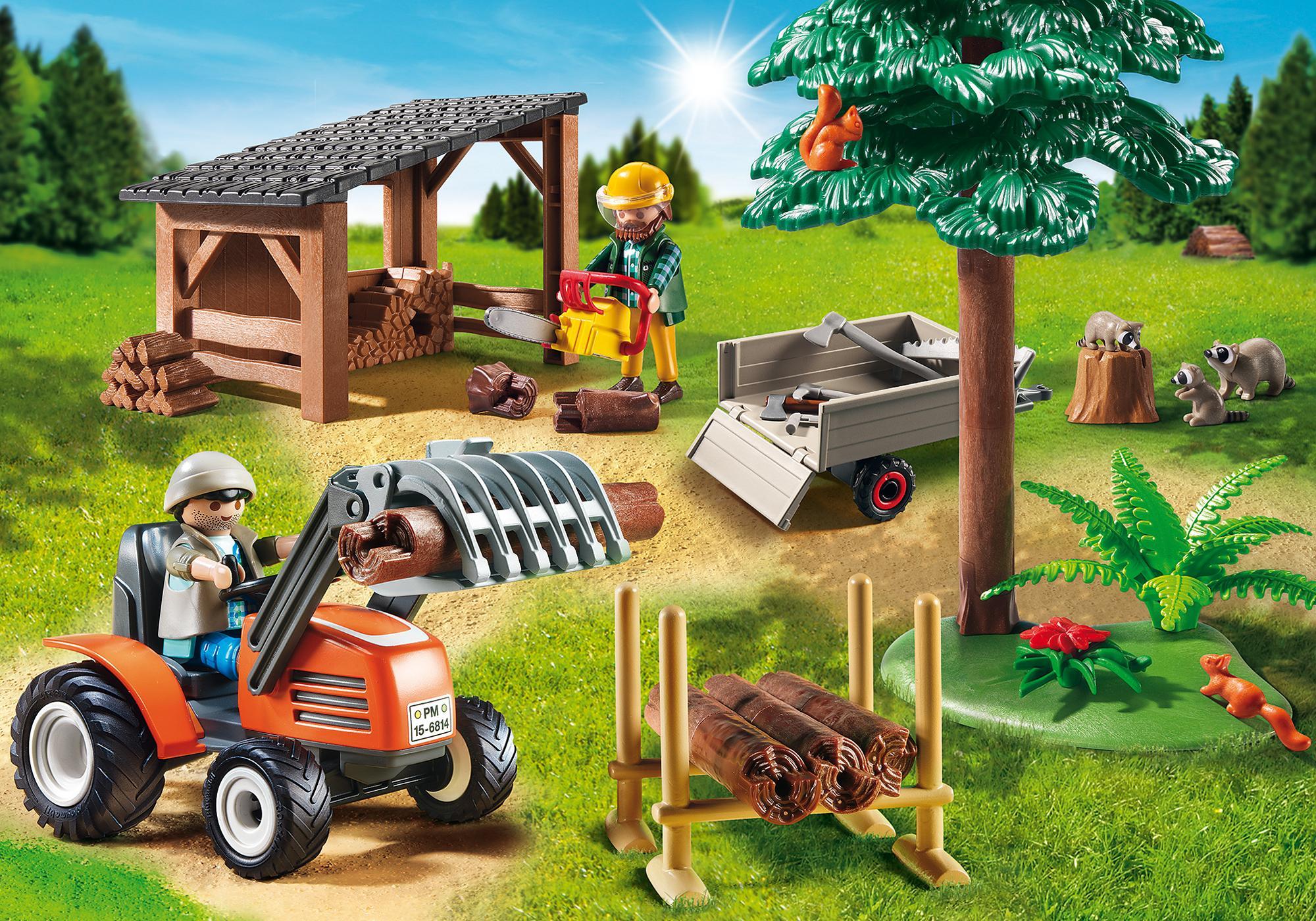 Lenador Con Tractor Playmobil