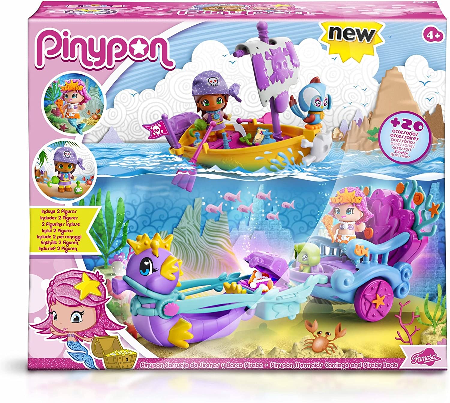 Pinypon Carruaje De Sirenas Y Barco Pirata