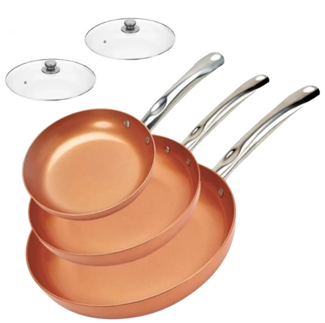 Pack De 3 Sartenes De Cerámica Antiadherente 2 Tapas